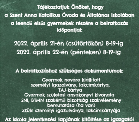 Beíratkozás 2022/2023-as tanévre